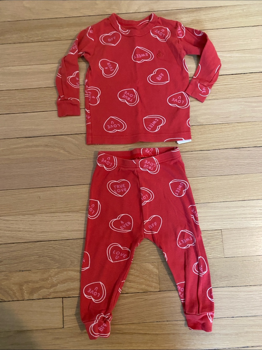 Red GAP Kids Pajama Set with Heart Print